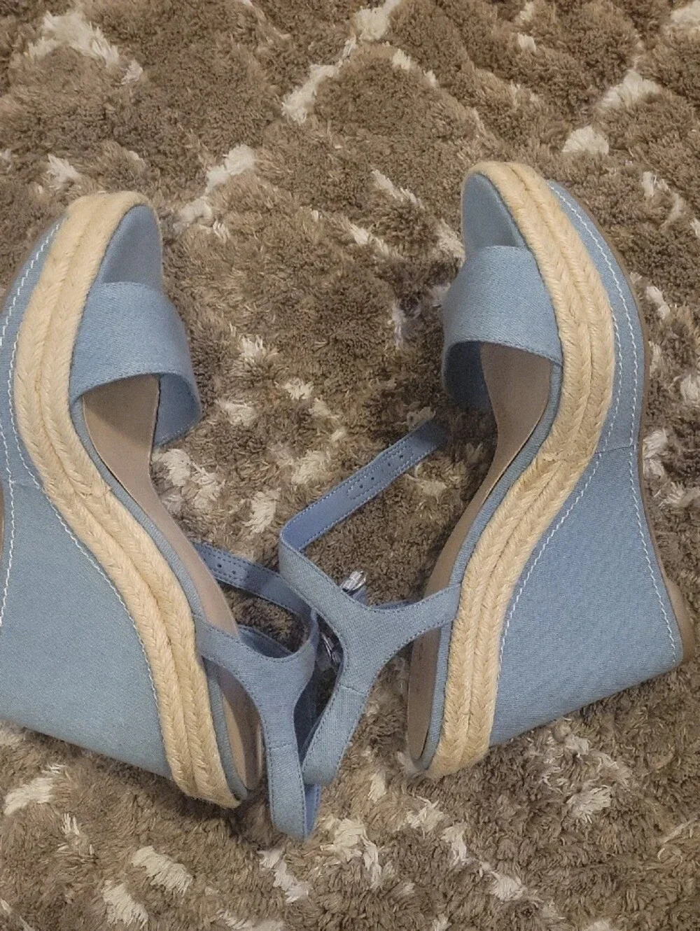 ALDO Light Blue Canvas Slingback Espadrille Wedge Sandals